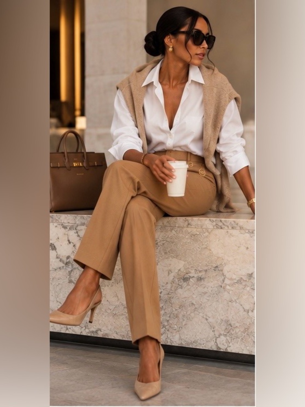 Burberry Camel Straight-Leg Dress Pants